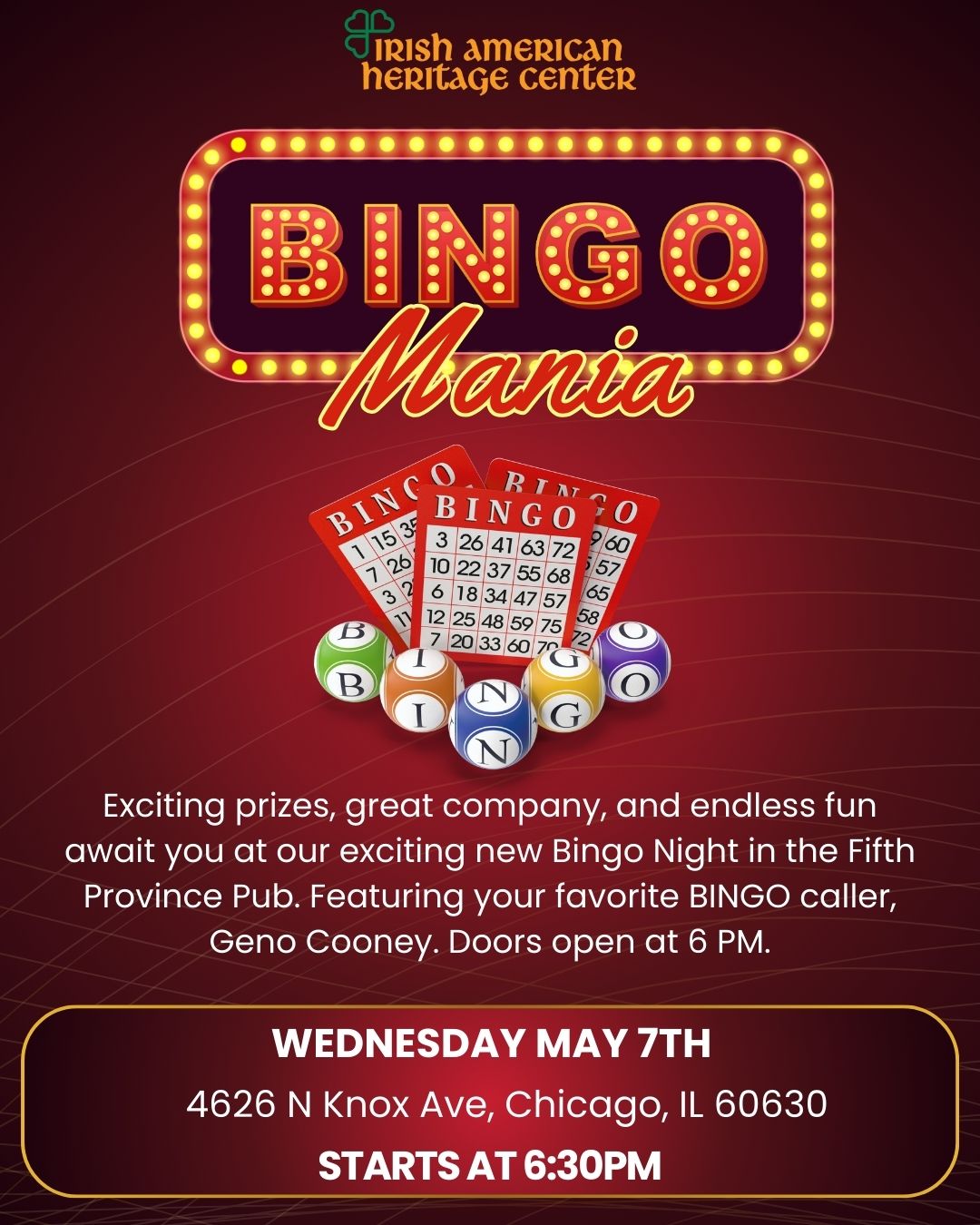 A flyer event for "BINGO Mania"